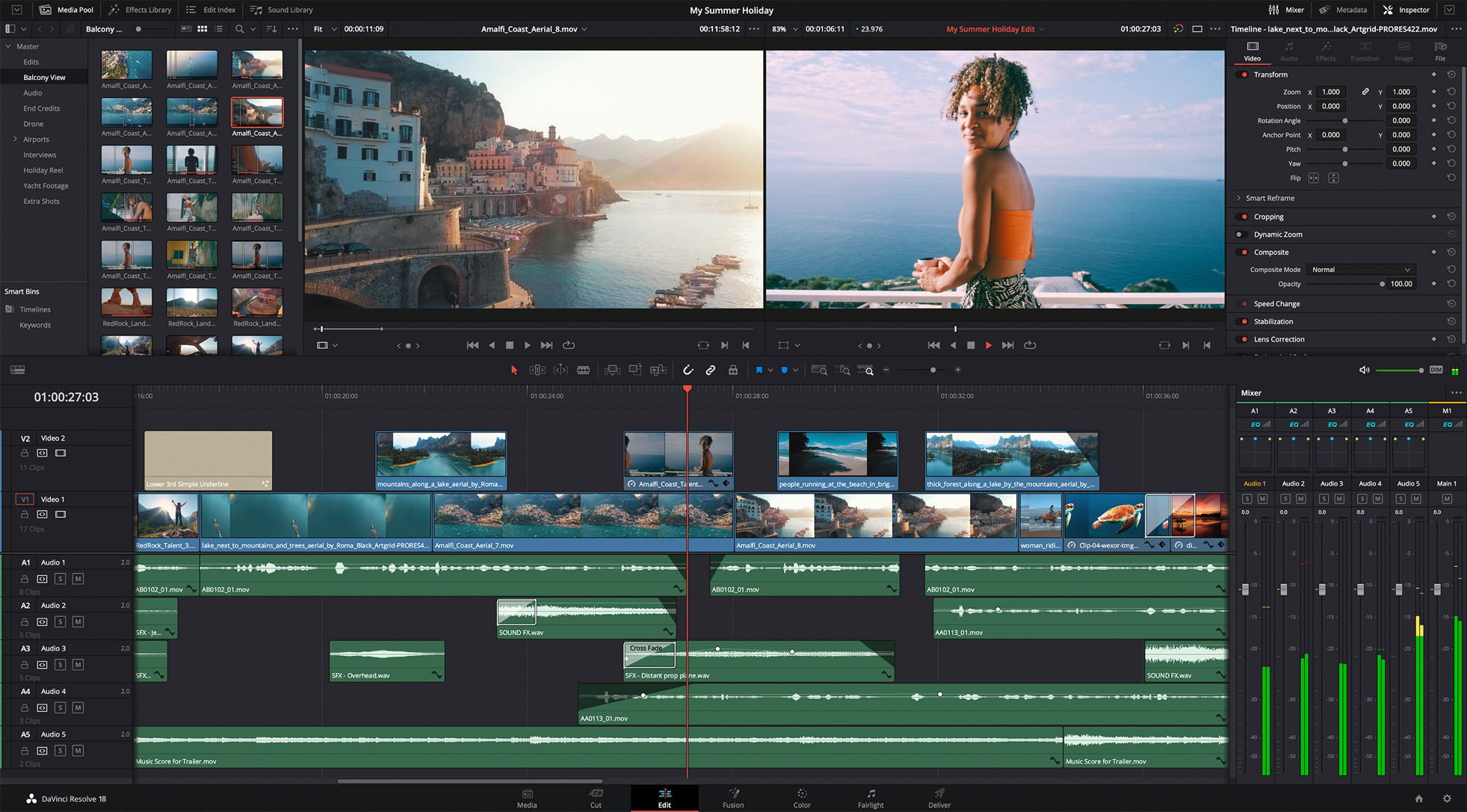 DaVinci Resolve 18 剪辑页面